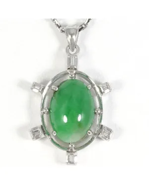 Platinum Jade Diamond Necklace with Jadeite and Diamonds 38cm Chain