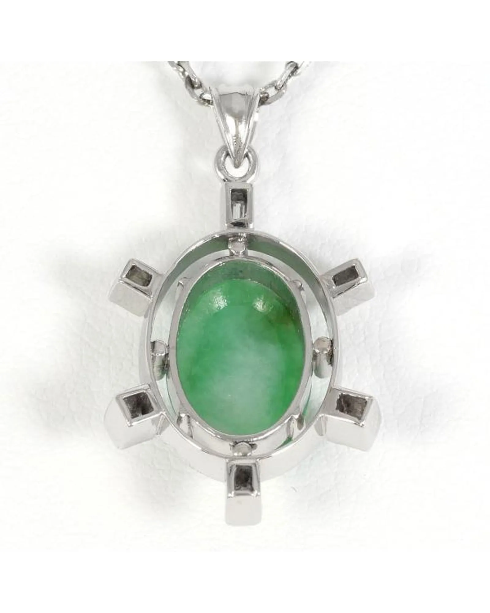 Platinum Jade Diamond Necklace with Jadeite and Diamonds 38cm Chain