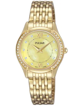 Pulsar Womens Watch - Crystals - Gold Tone Case & Bracelet - MOP Dial - 30m