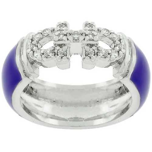 Purple Enamel Cubic Zirconia Ring