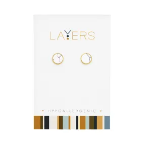 "Radiant Layers: Gold Round Granite Stud Earring Set - Hypoallergenic, Lead, and Nickel-Free