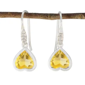 Riyo Aesthetic 925 Sterling Silver Earring For Women Citrine Earring Bezel Setting Yellow Earring Dangle Earring