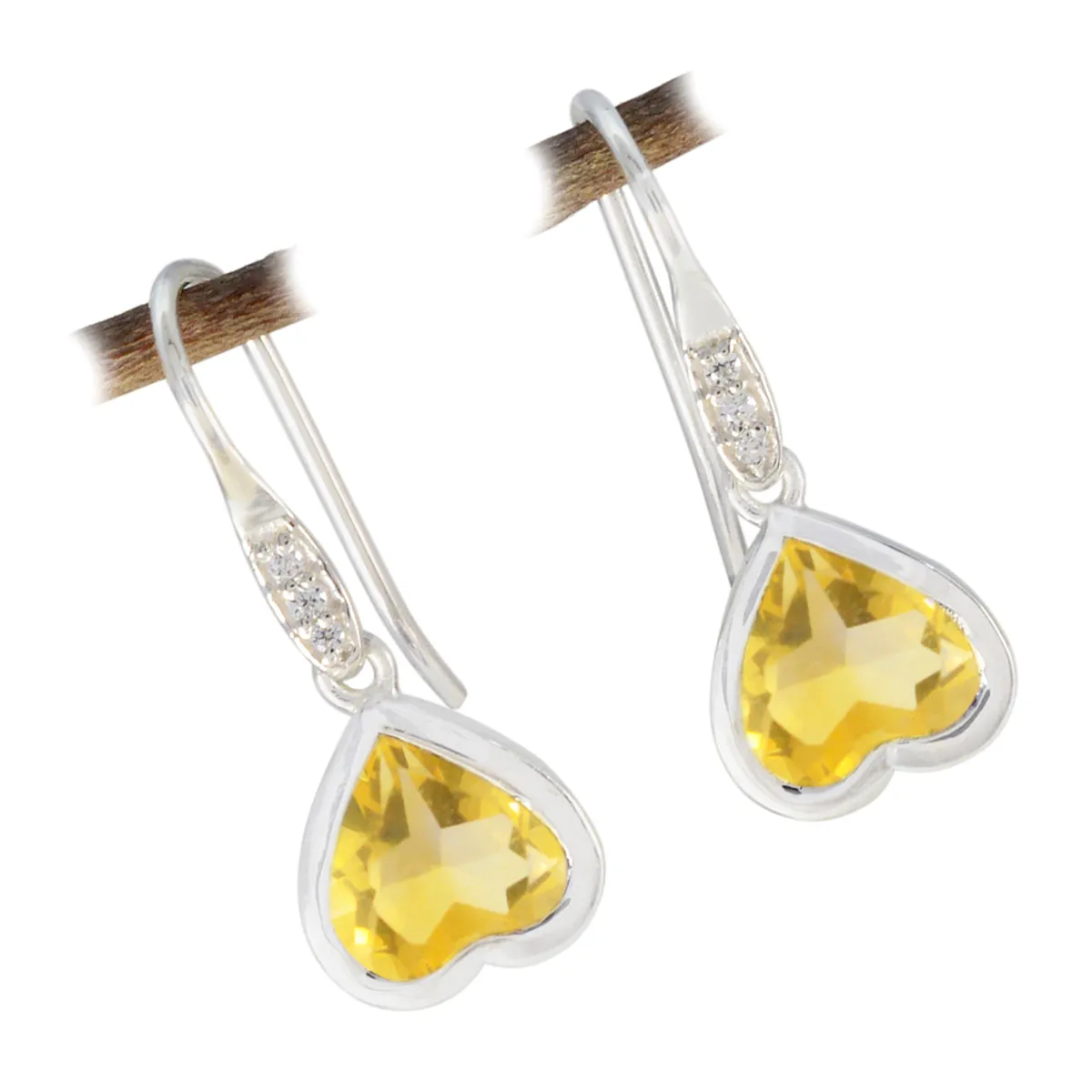 Riyo Aesthetic 925 Sterling Silver Earring For Women Citrine Earring Bezel Setting Yellow Earring Dangle Earring