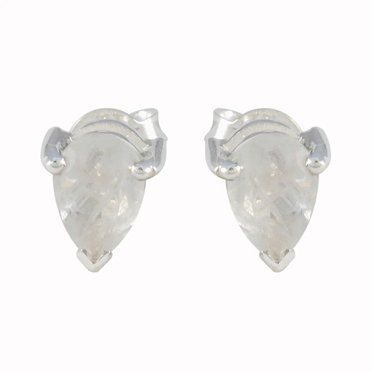 Riyo Bewitching 925 Sterling Silver Earring For Lady Rainbow Moonstone Earring Bezel Setting White Earring Stud Earring