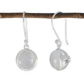 Riyo Bonny 925 Sterling Silver Earring For Lady Rainbow Moonstone Earring Bezel Setting White Earring Dangle Earring