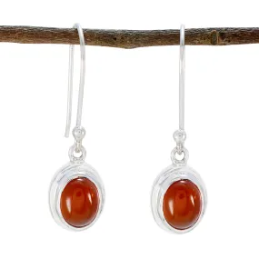 Riyo Divine 925 Sterling Silver Earring For Demoiselle Red Onyx Earring Bezel Setting Red Earring Dangle Earring