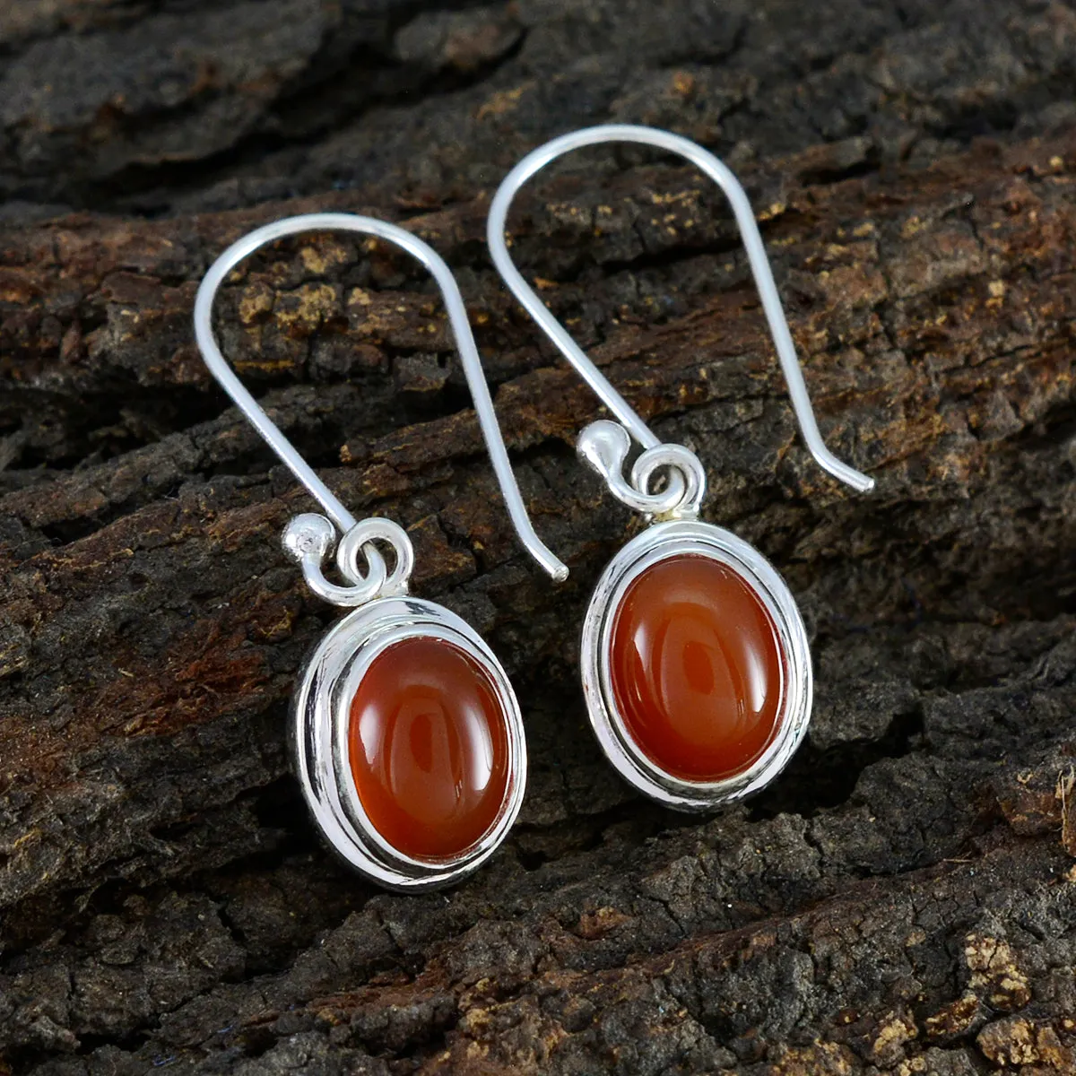 Riyo Divine 925 Sterling Silver Earring For Demoiselle Red Onyx Earring Bezel Setting Red Earring Dangle Earring