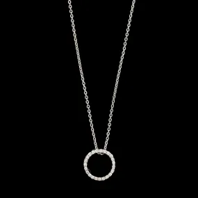 Roberto Coin 18K White Gold Estate Diamond Tiny Treasures Circle Pendant Necklace