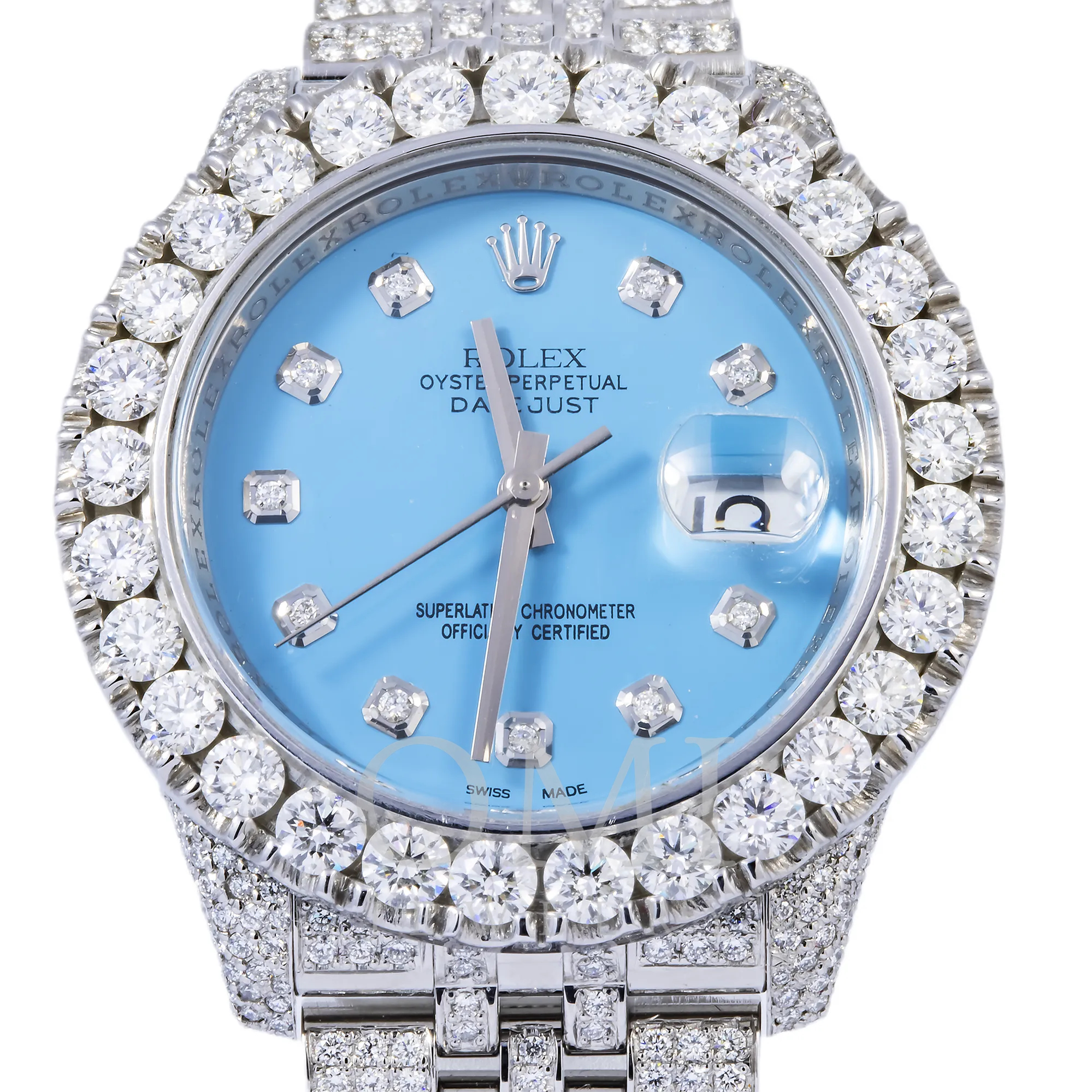 ROLEX DATEJUST 116200 36MM SKY BLUE DIAMOND DIAL WITH STAINLESS STEEL JUBILEE DIAMOND BRACELET