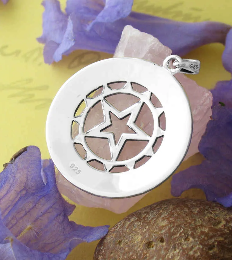 Round Zodiac Symbol Pendant With Cut-Out Star