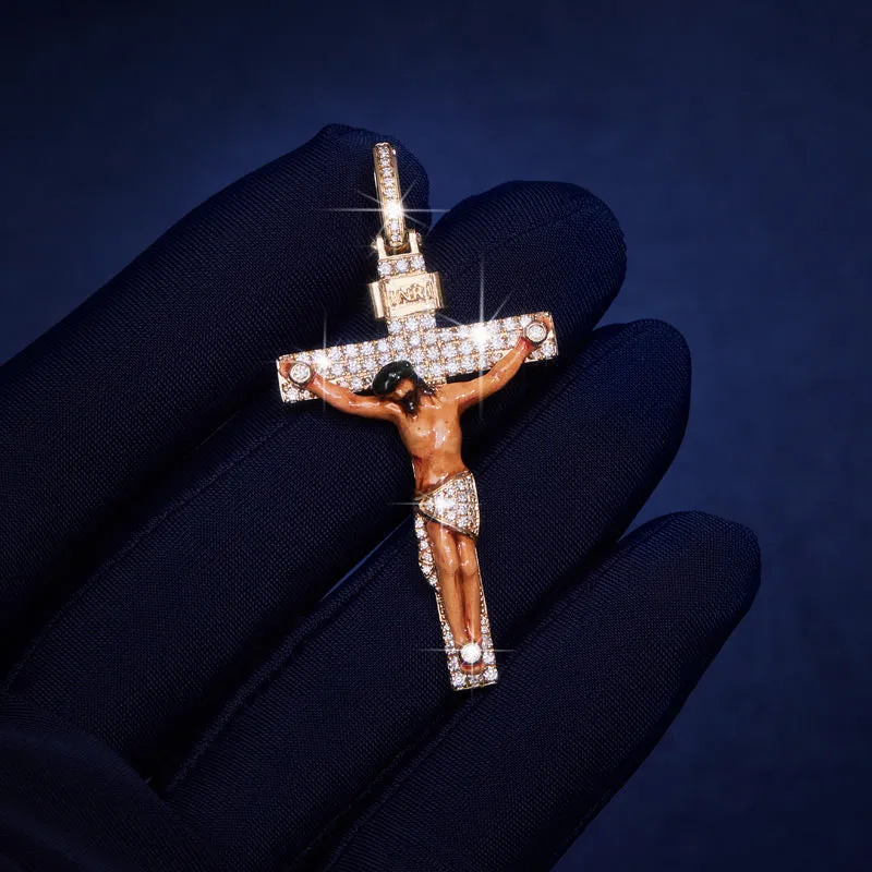 S925 Silver Moissanite Enamel Jesus Pendant