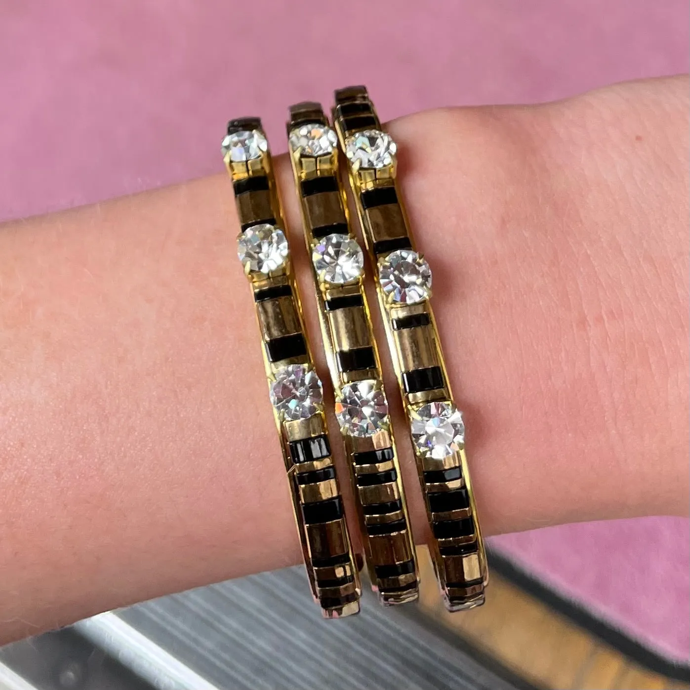 Sandy Hyun Rhinestone Stripe Bangle