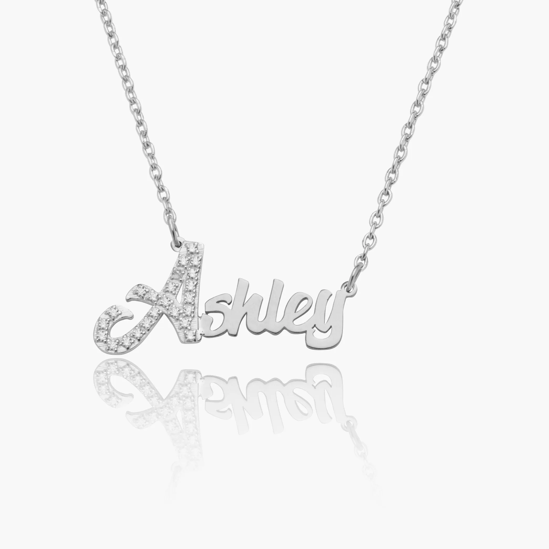 Script Name Necklace w/ Iced Initial