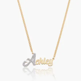 Script Name Necklace w/ Iced Initial