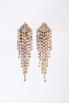 Serenity Fringe Chandelier Rhinestone Clip-on Earrings