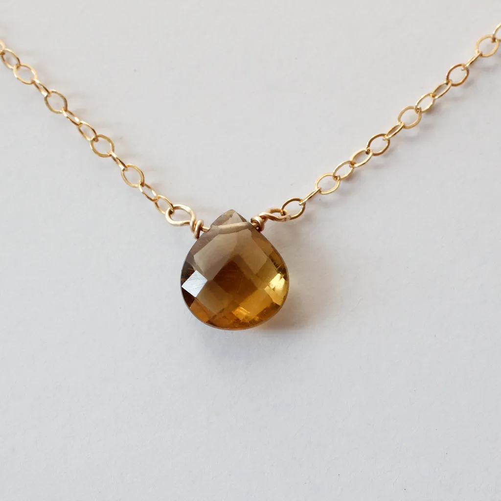 Short Gemstone Necklace - Beer Quartz