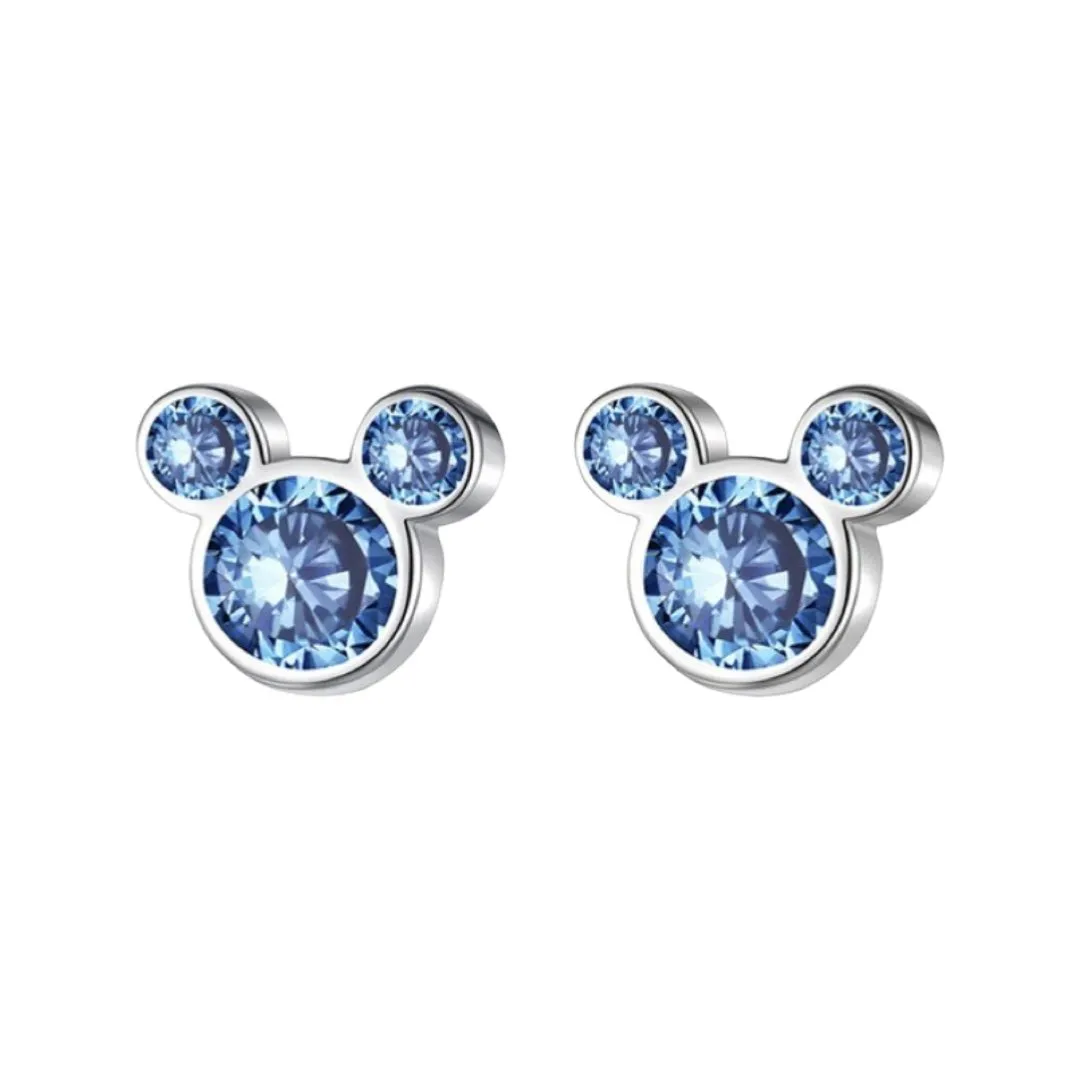 SILVER 925 MOUSE ZIRCONIA STUD EARRINGS