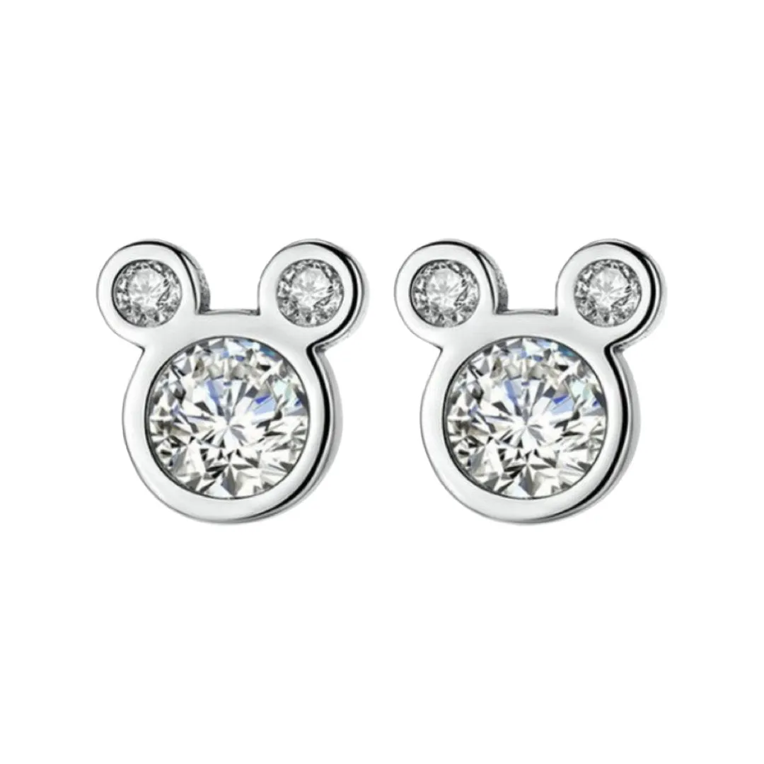 SILVER 925 MOUSE ZIRCONIA STUD EARRINGS