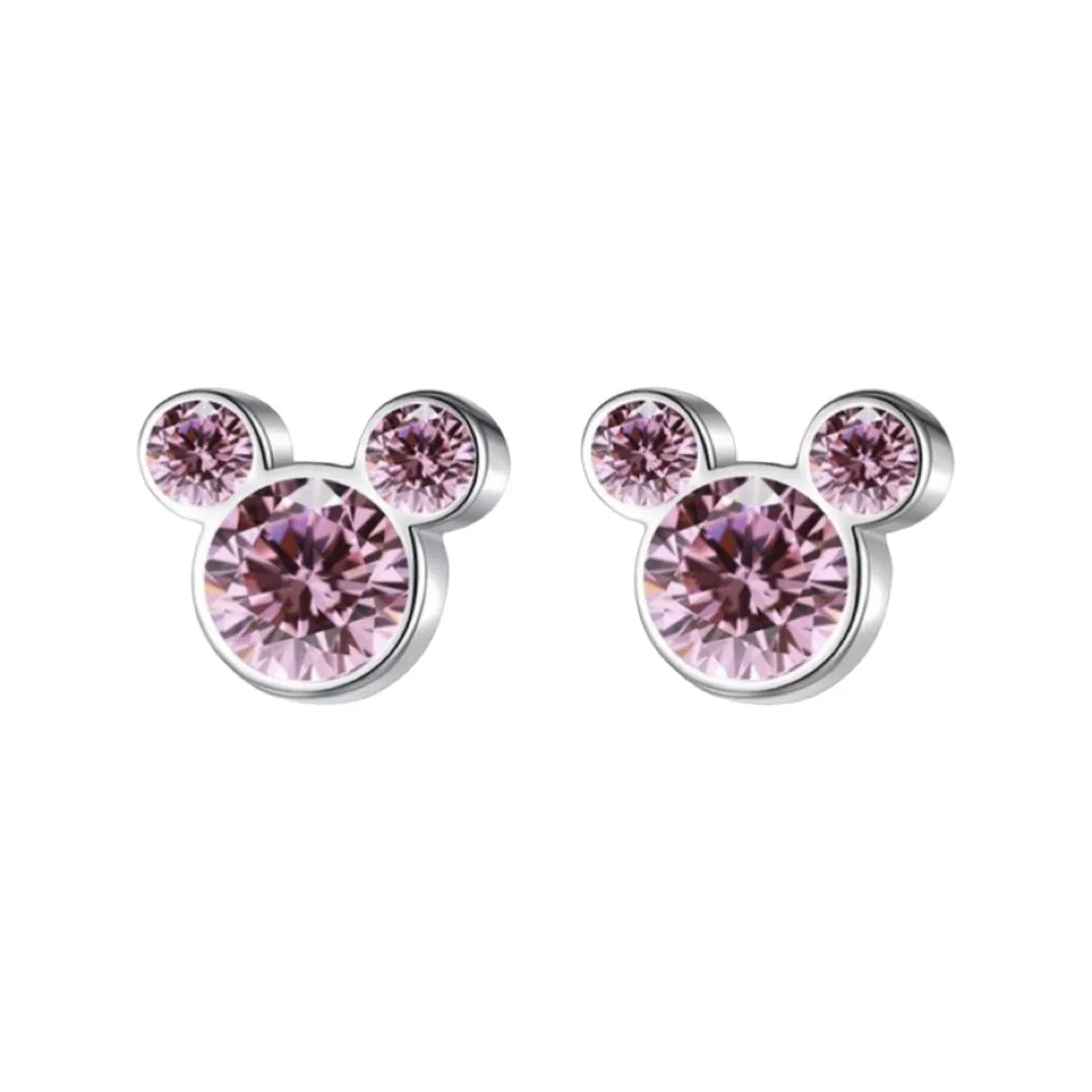 SILVER 925 MOUSE ZIRCONIA STUD EARRINGS