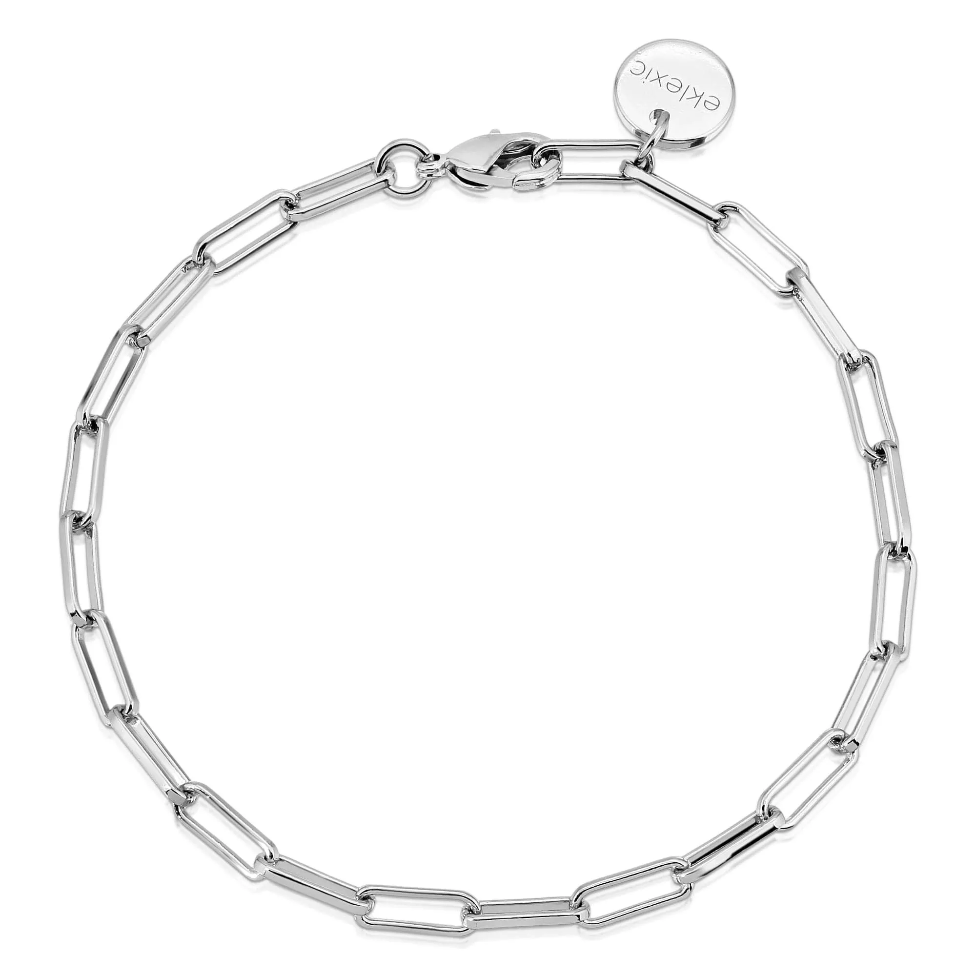 Silver Elongated Link Chain Bracelet