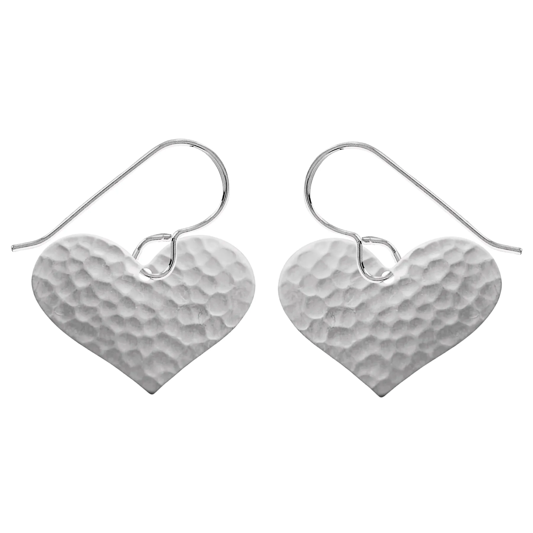 Silver Hammered Heart Dangle Earrings