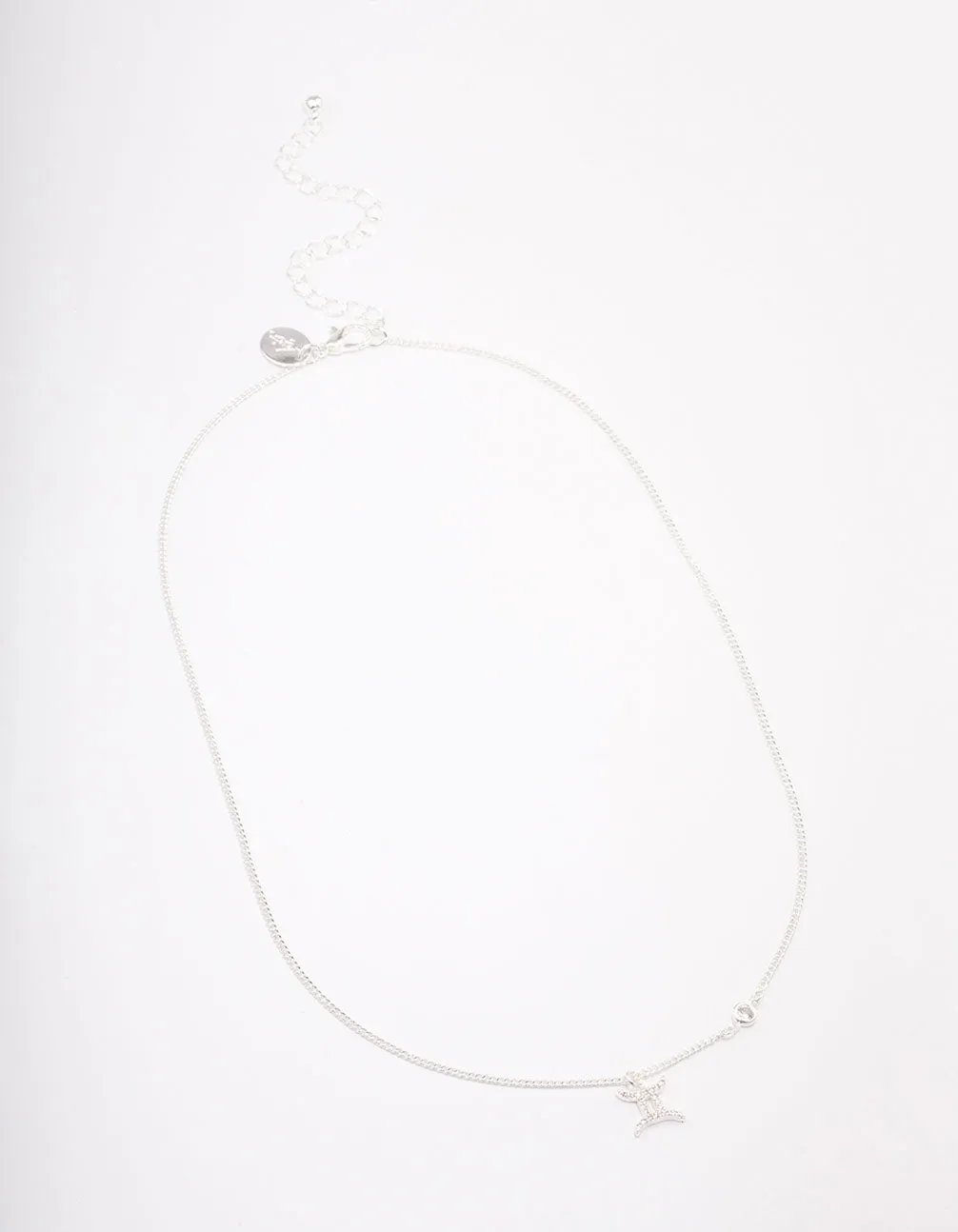 Silver Plated Gemini Necklace With Cubic Zirconia Pendant