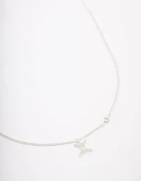 Silver Plated Gemini Necklace With Cubic Zirconia Pendant