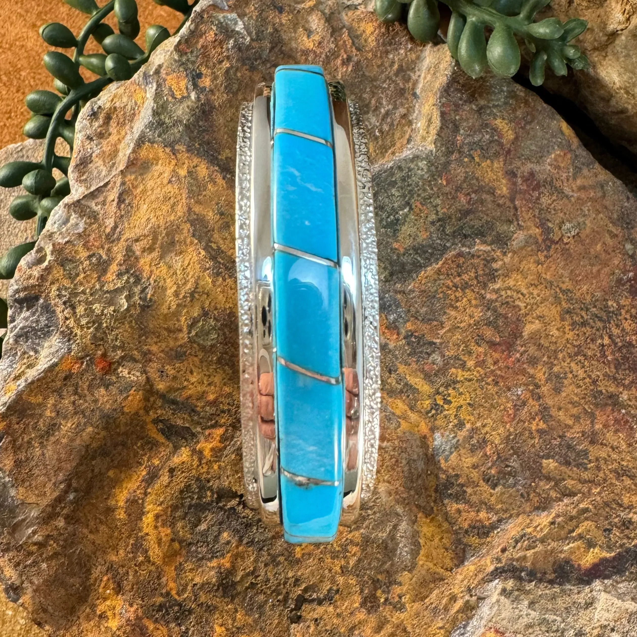 Sleeping Beauty Turquoise Sterling Silver Cuff Bracelet by Billy Jaramillo