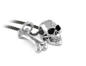 Small Skull & Bone Necklace - Silver