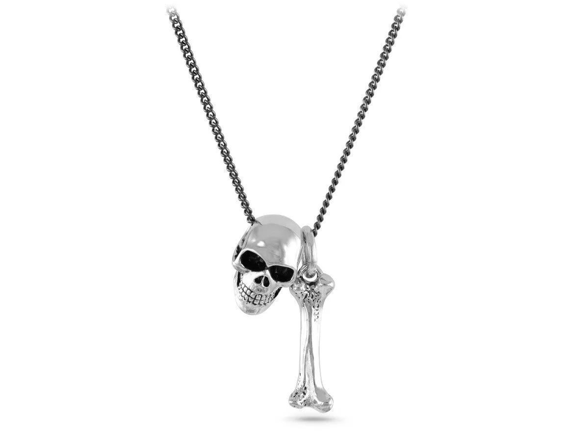 Small Skull & Bone Necklace - Silver