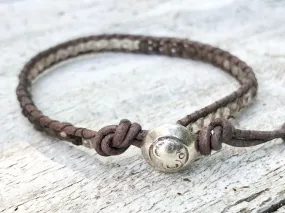 Smokey Quartz Bracelet - Smokey Quartz Wrap -  Smokey Quartz Jewelry - Om Button - Women's Bracelets - Girlfriend's Gift - Men's Jewelry