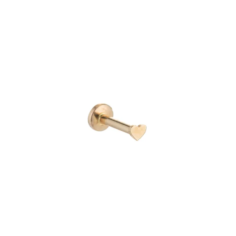 Solid Gold Mini Heart Stud Single Earring, 14k