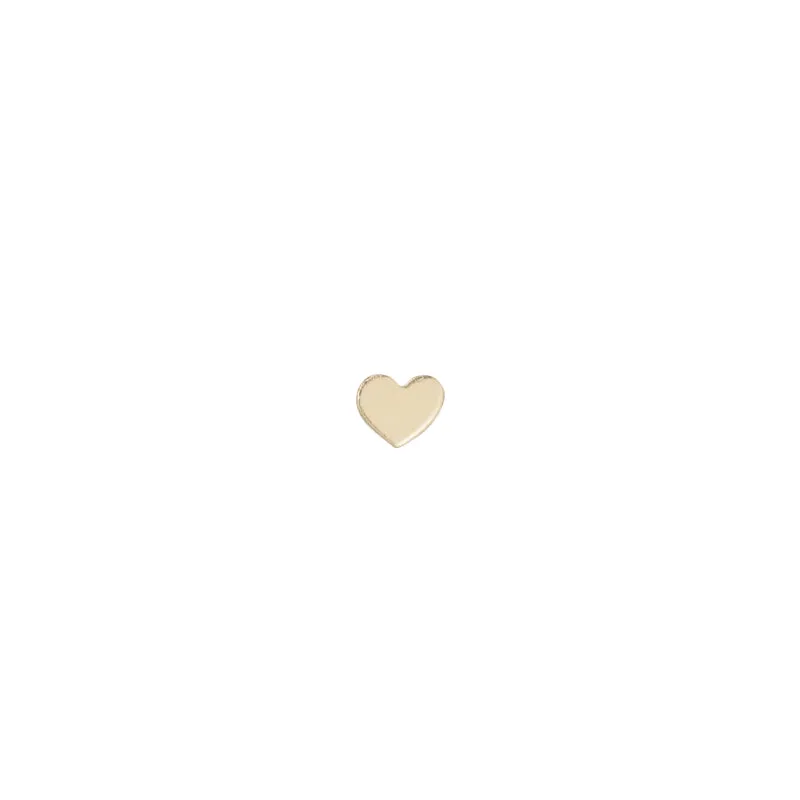 Solid Gold Mini Heart Stud Single Earring, 14k