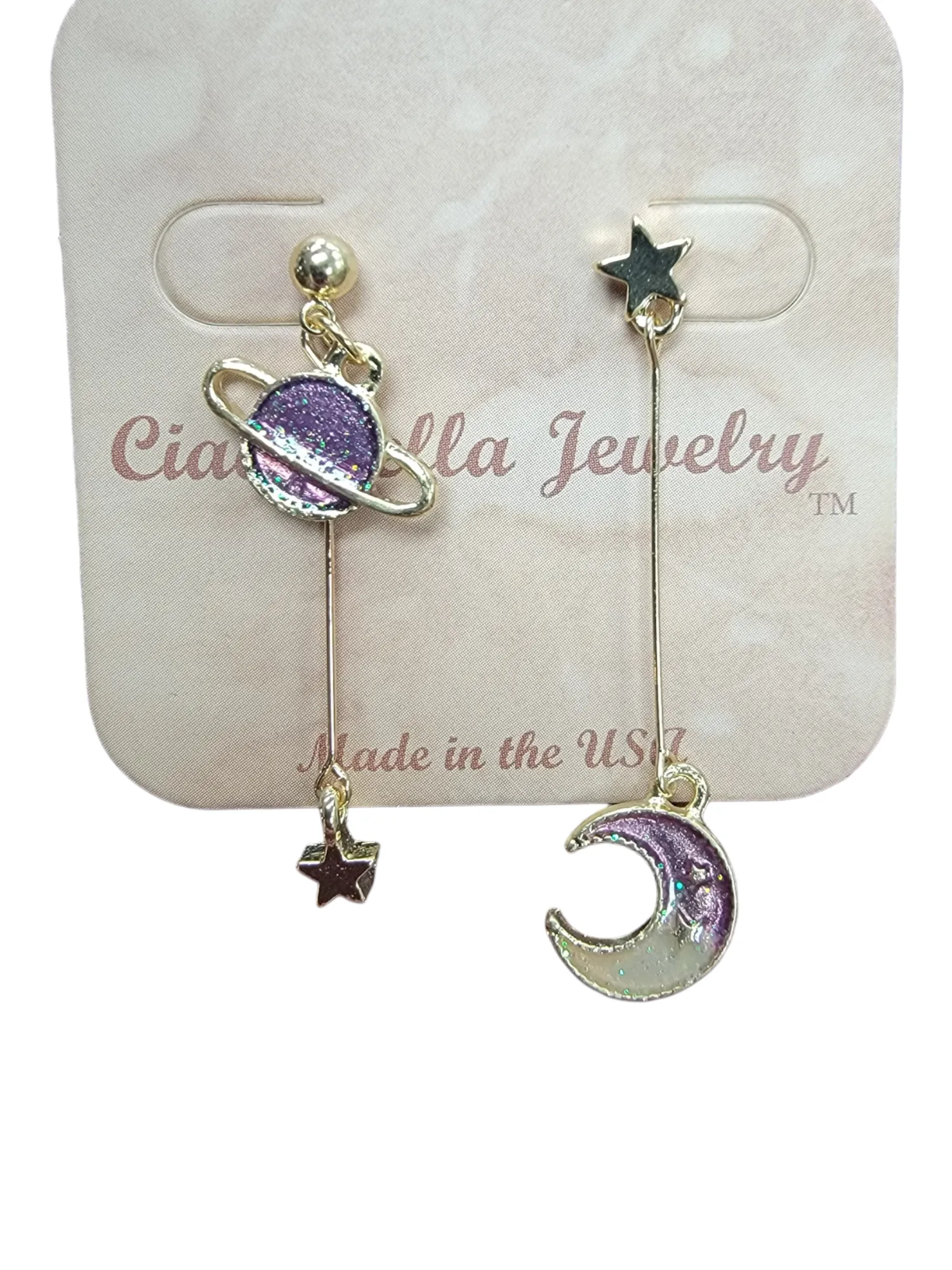 Space, Moon and Stars Earrings