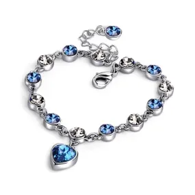 Sparkling Charm Sapphire Heart Chain Bracelet