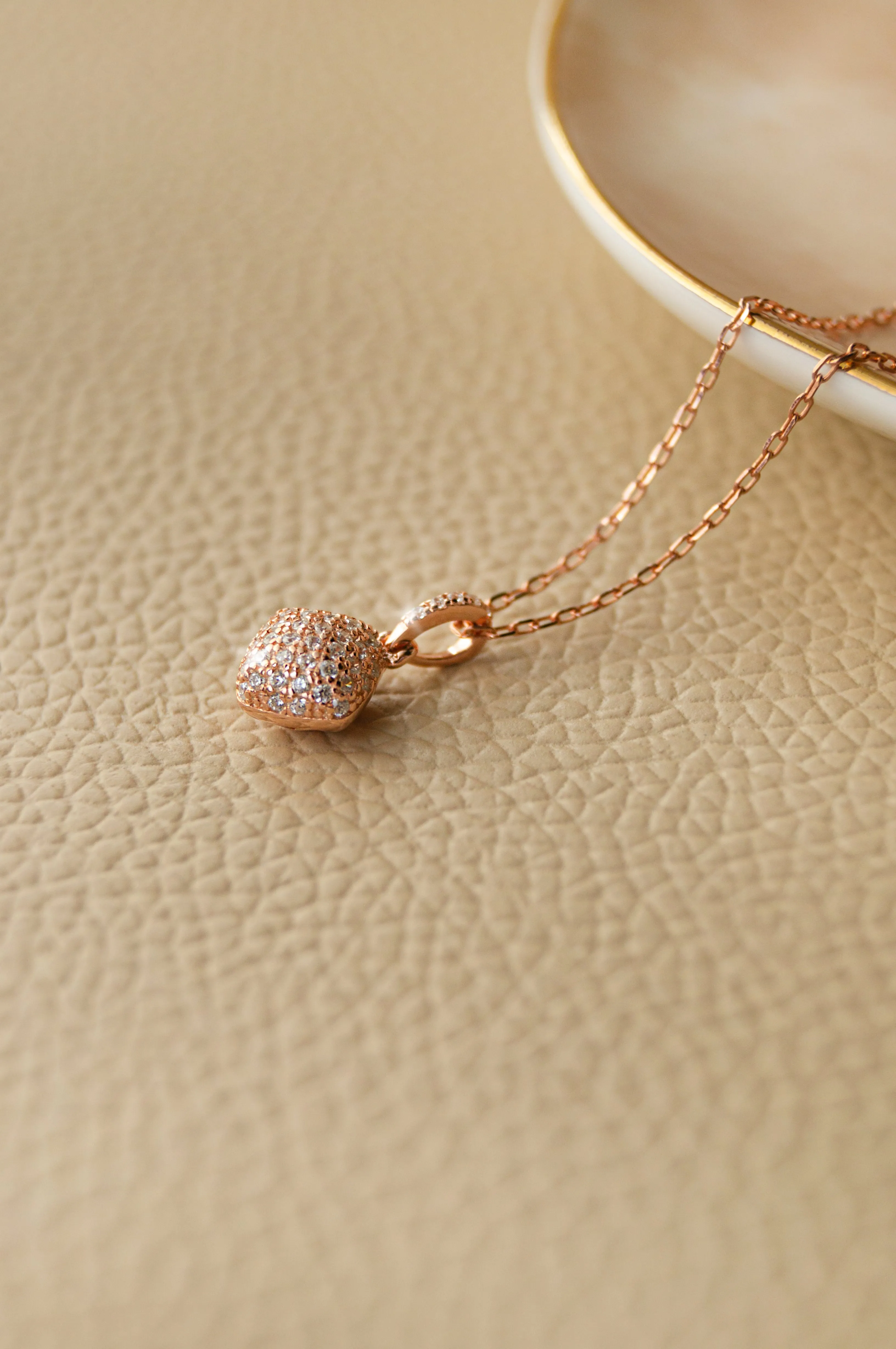 Sparkling Dust Rose Gold Plated Sterling Silver Pendant Set