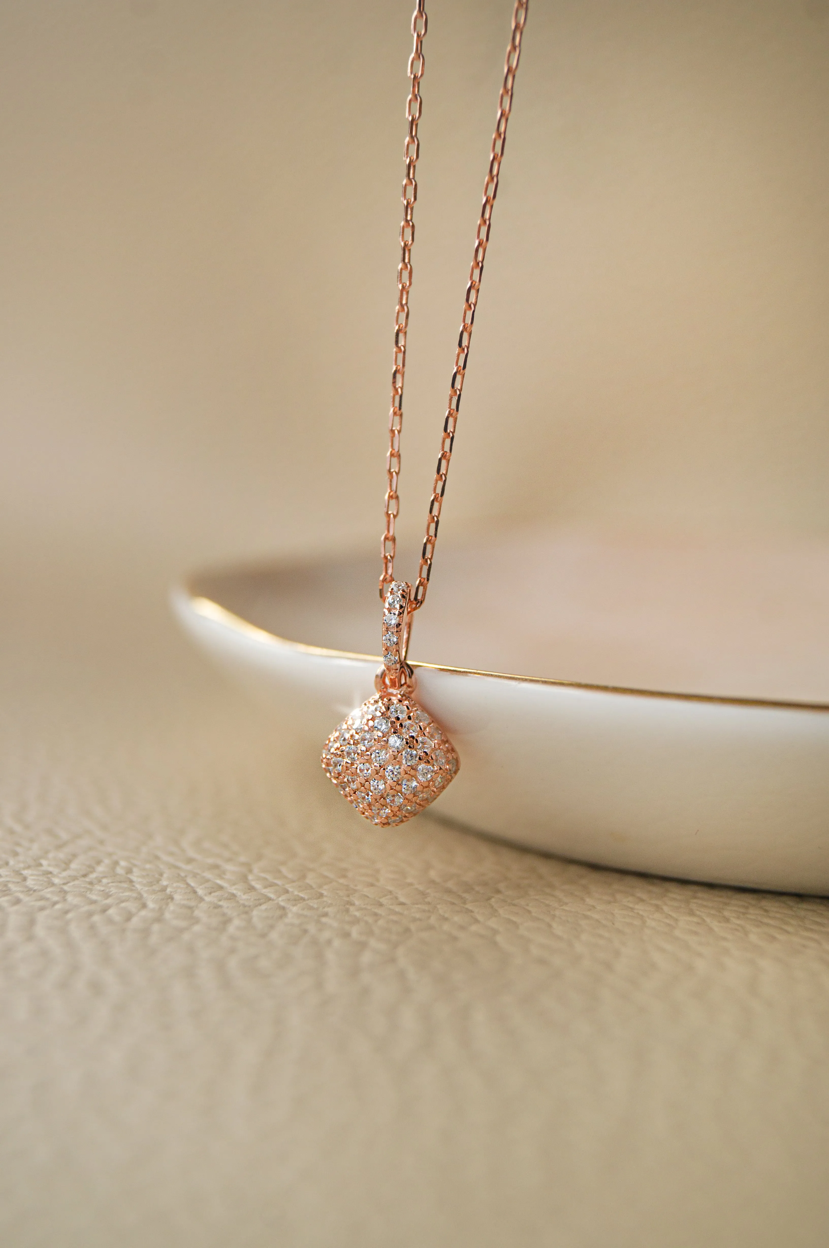 Sparkling Dust Rose Gold Plated Sterling Silver Pendant Set