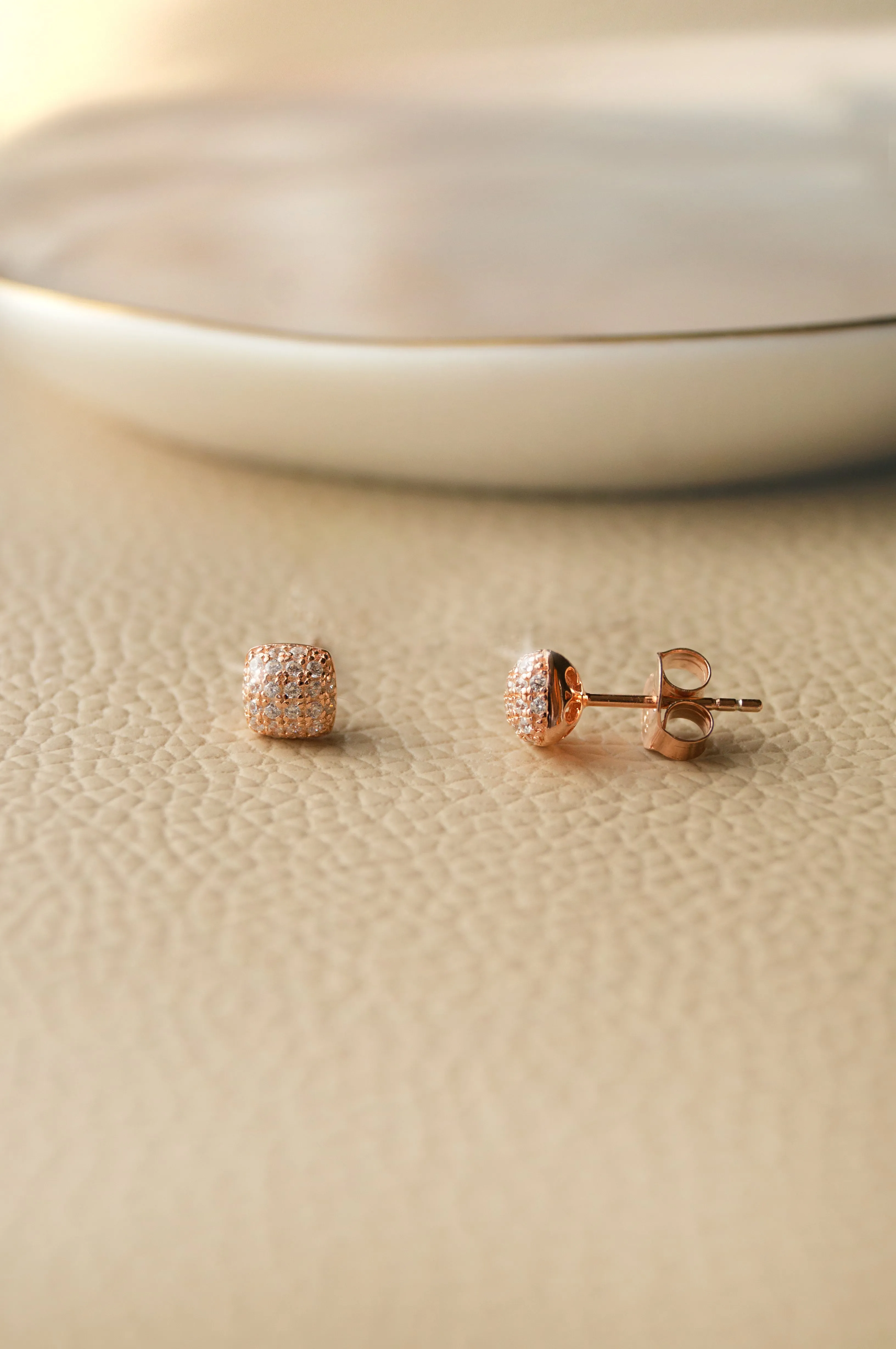 Sparkling Dust Rose Gold Plated Sterling Silver Pendant Set