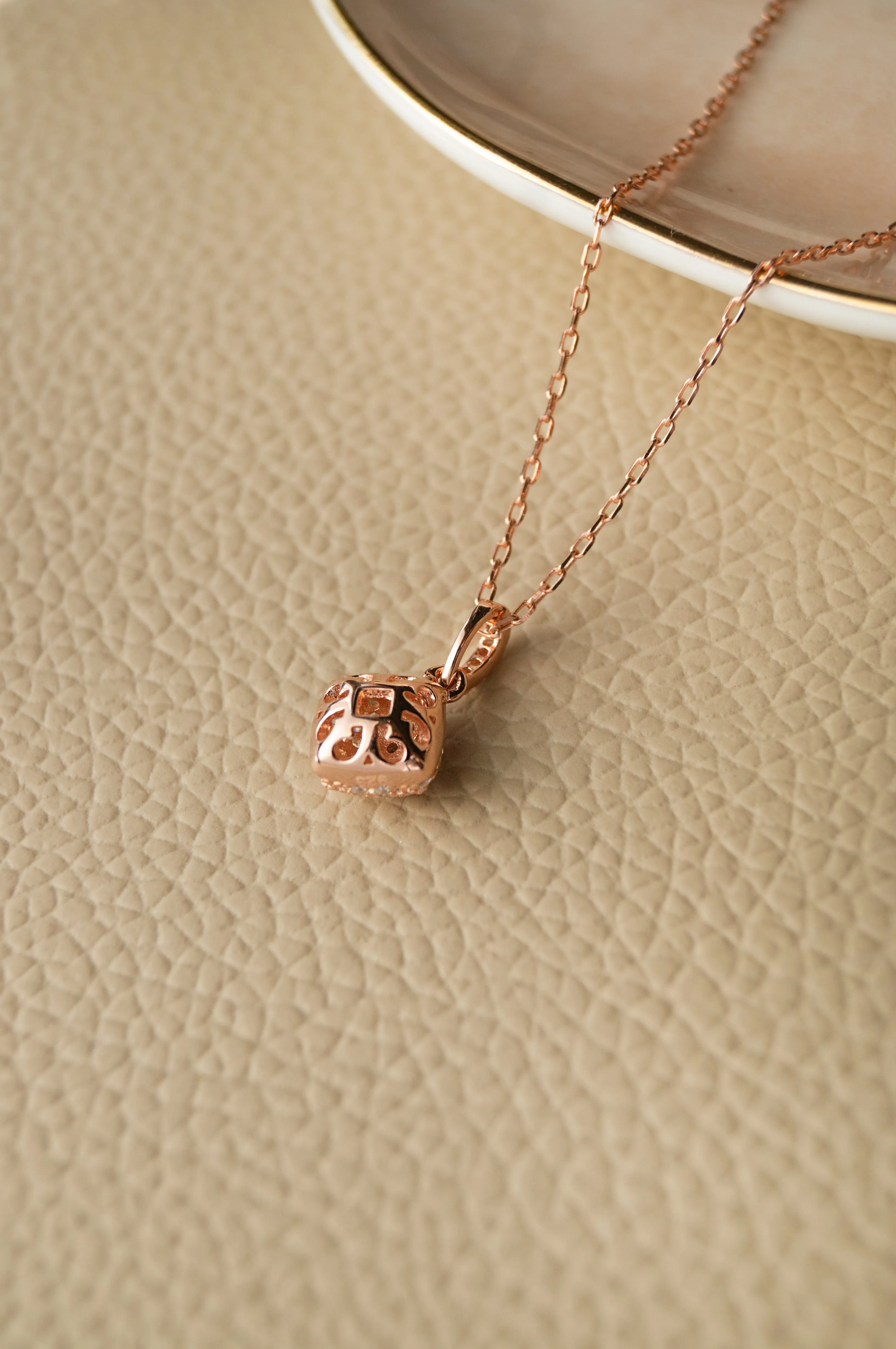 Sparkling Dust Rose Gold Plated Sterling Silver Pendant Set