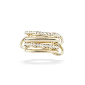 SPINELLI KILCOLLIN 18K YELLOW GOLD POLARIS LINKED RINGS WITH PAVE BANDS 1.30CTW