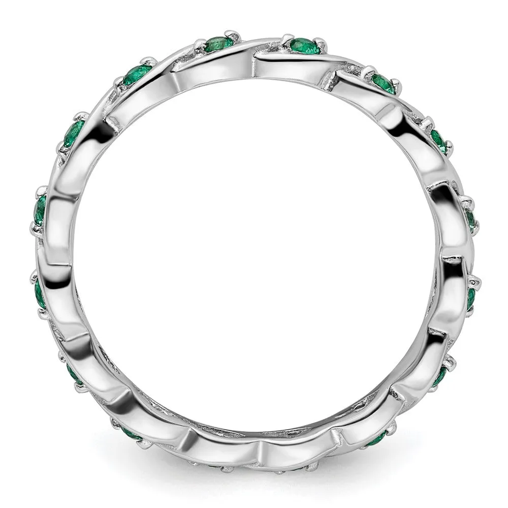 Stackable Expressions Created Emerald Ring in Sterling Silver