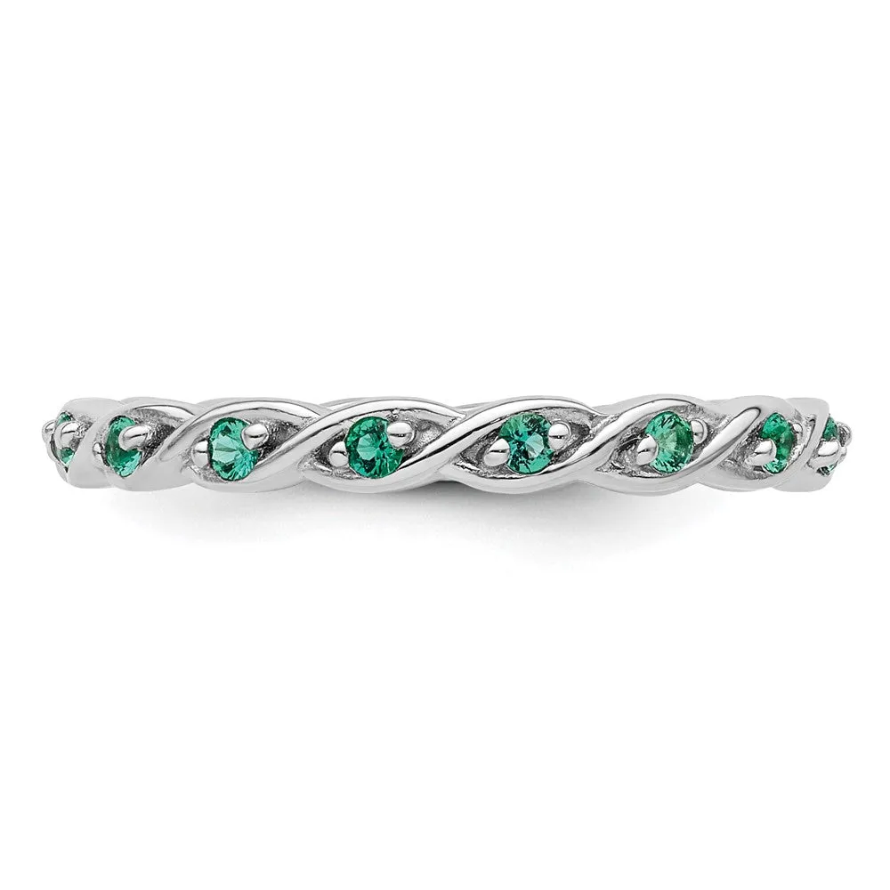 Stackable Expressions Created Emerald Ring in Sterling Silver