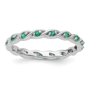 Stackable Expressions Created Emerald Ring in Sterling Silver