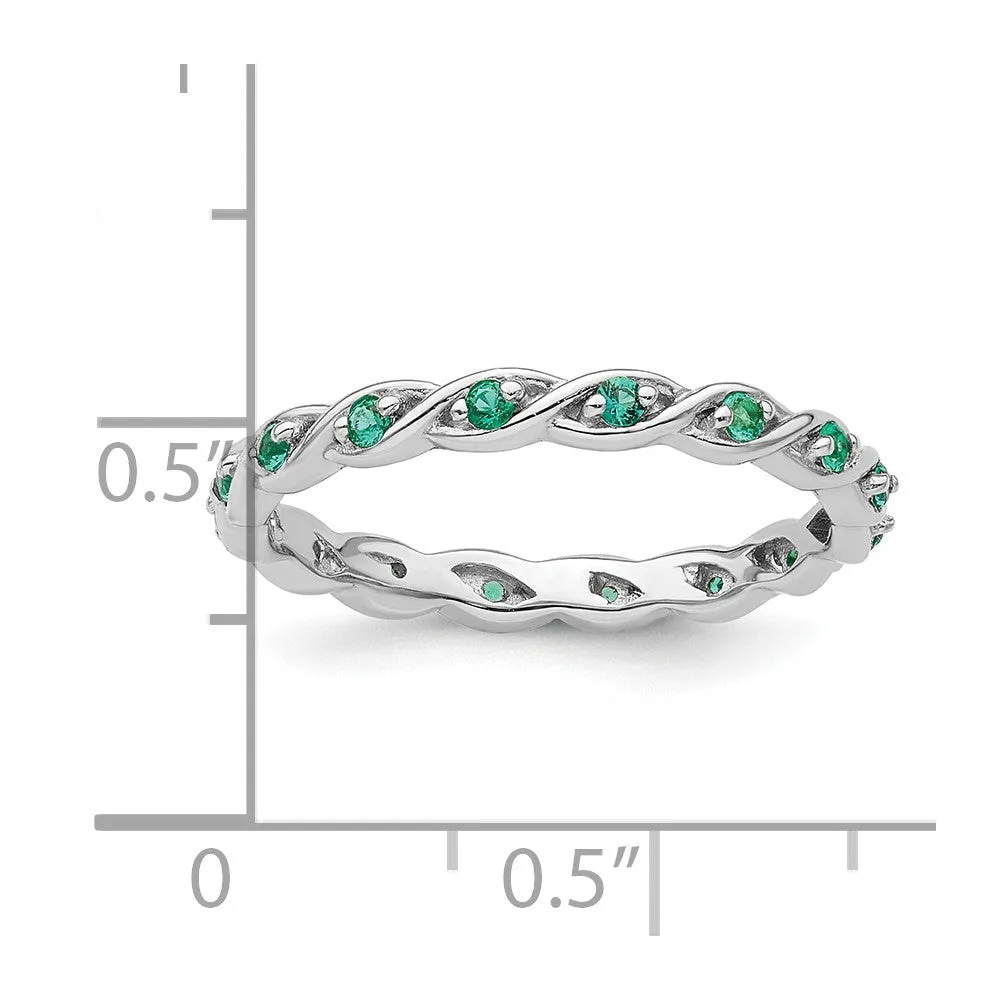 Stackable Expressions Created Emerald Ring in Sterling Silver