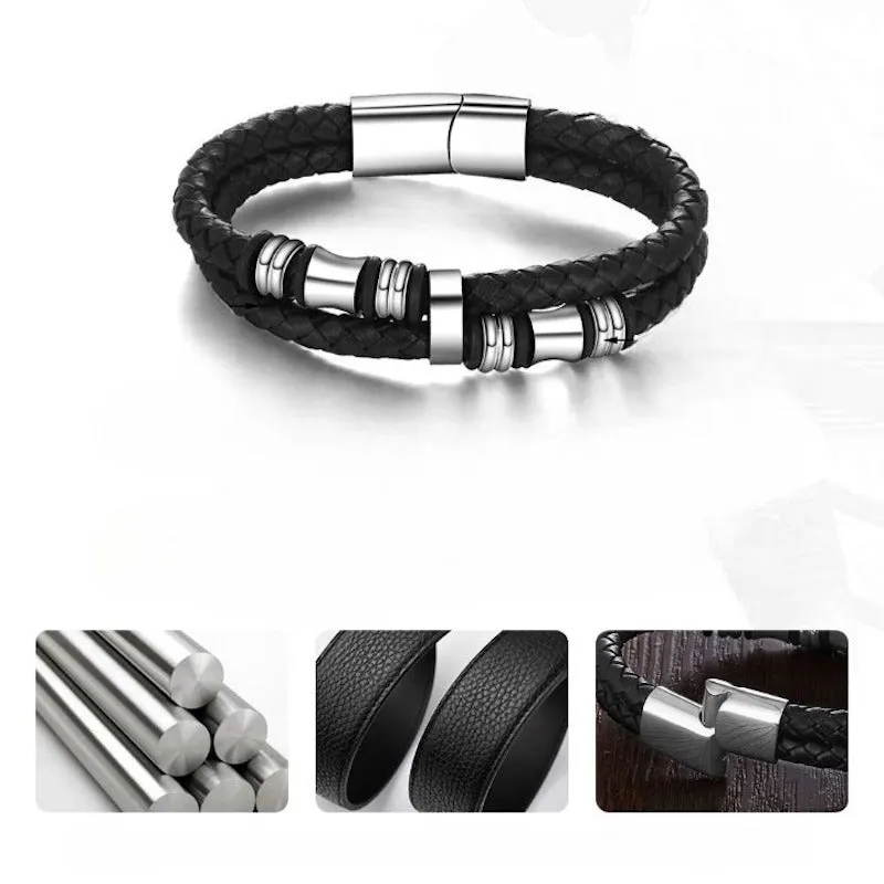 Stainless Steel Leather Men's Bracelets