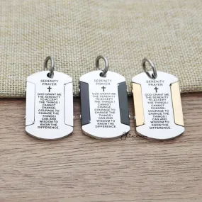 Stainless Steel Serenity Prayer Tag Pendant