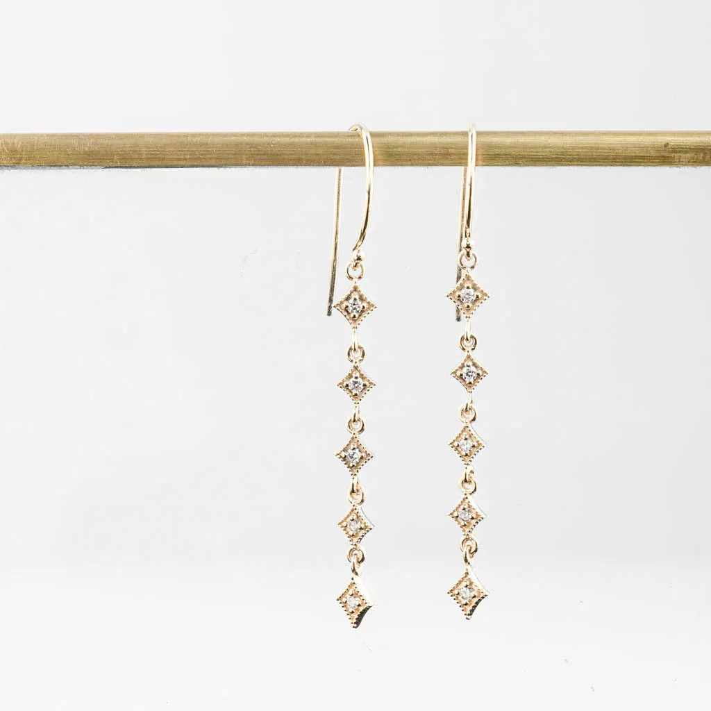 Star Multi Diamond Drop Earrings