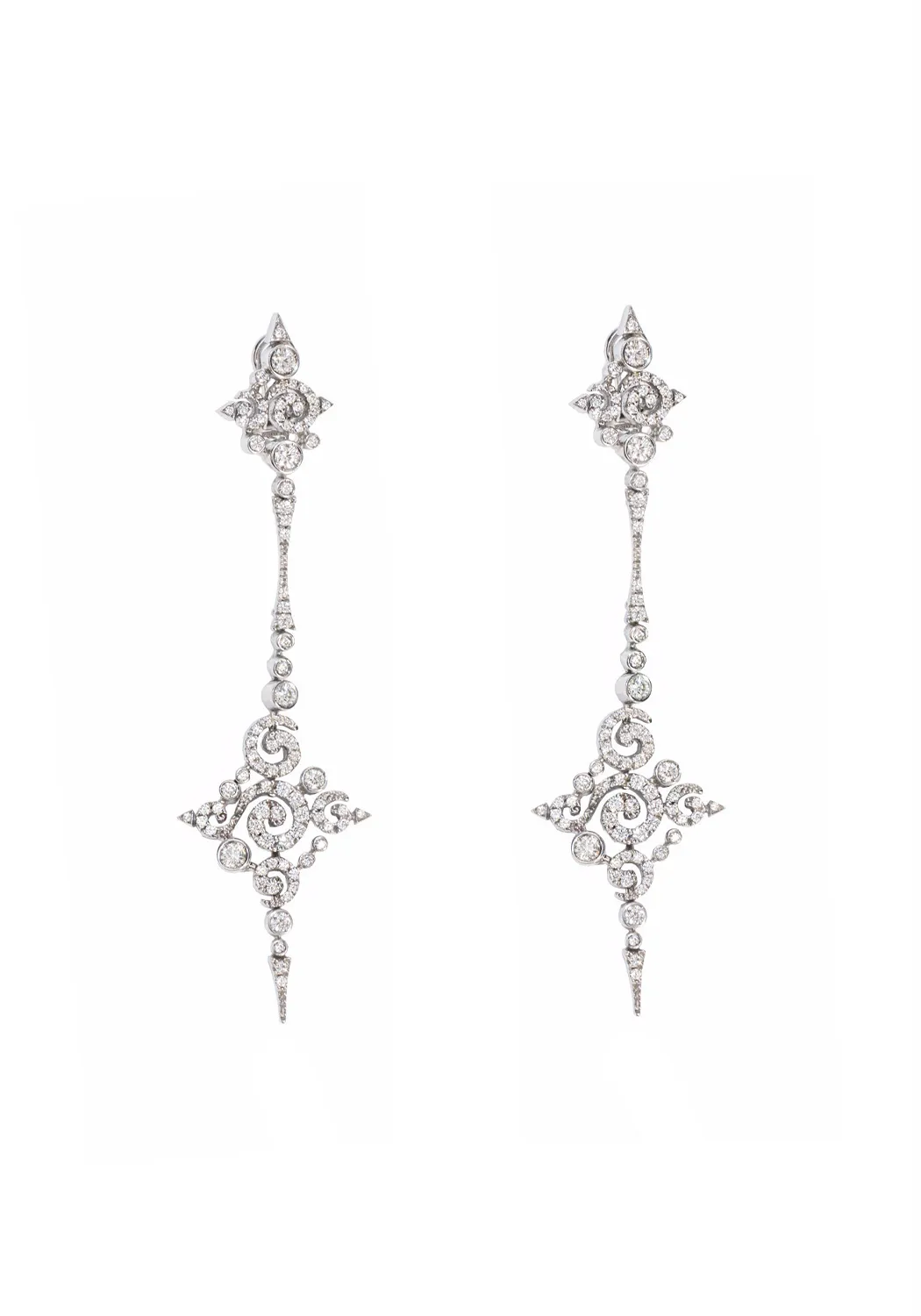 Stefan Hafner Astrakhan Diamond Scroll Dangle Earrings