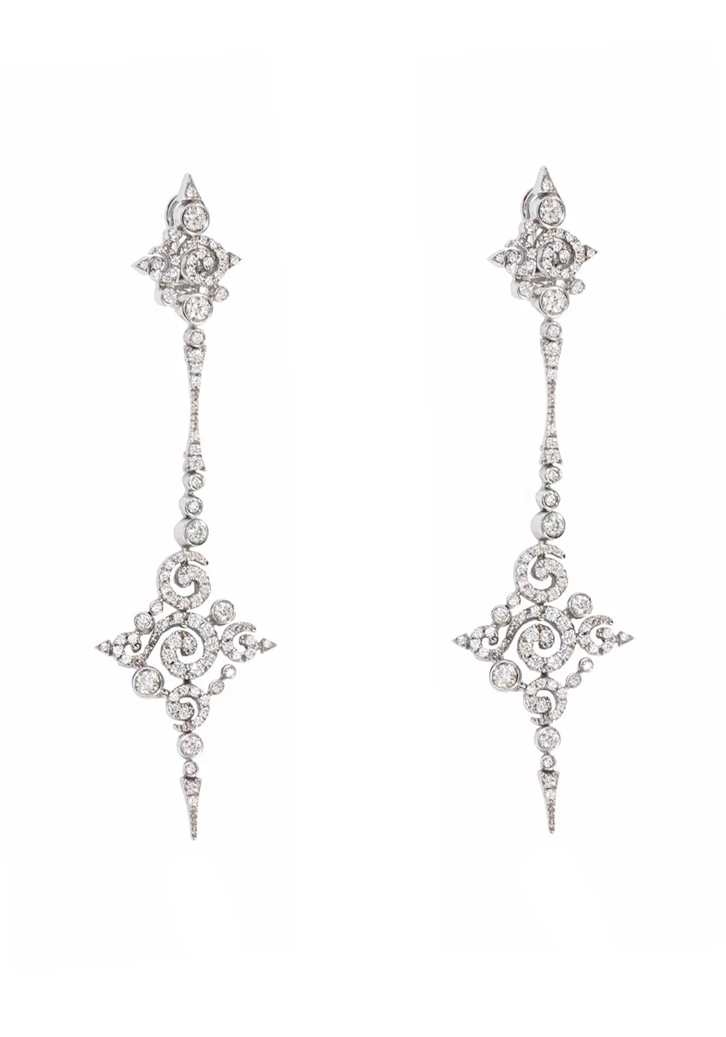 Stefan Hafner Astrakhan Diamond Scroll Dangle Earrings