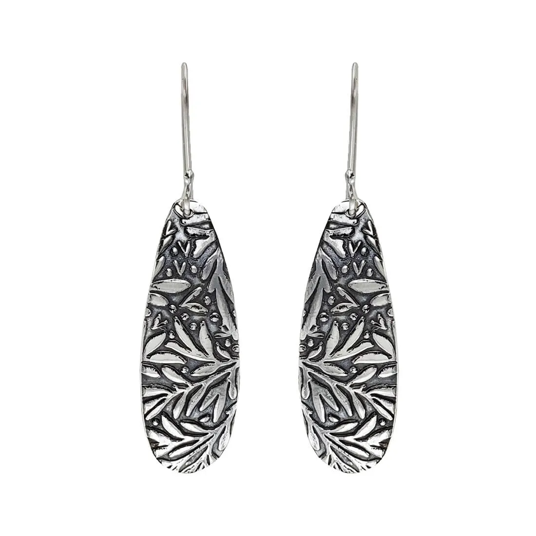 Sterling Arched Leaf Vine Drop Earrings